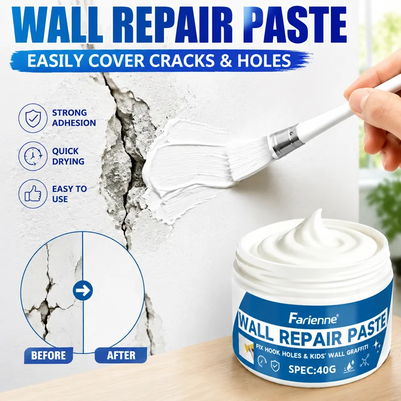 KJM DIY Interior Wall Mending Paste Strength Hole Crack Filler Quick Dry Repair Cream For Damaged Peeling Household Wall Renovat