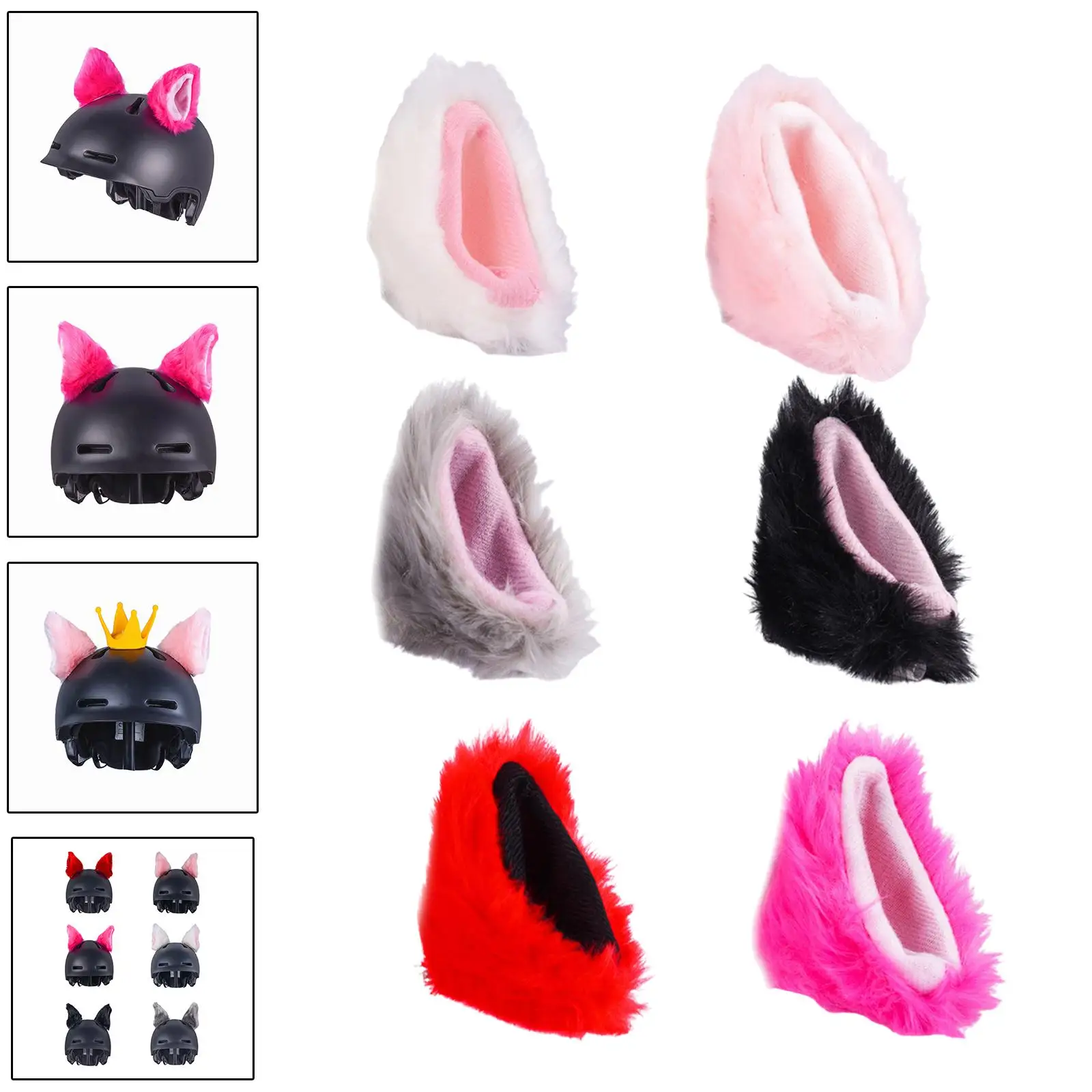 

Plush Ear Decor Helmet Accessories Self Adhesive easy to Install