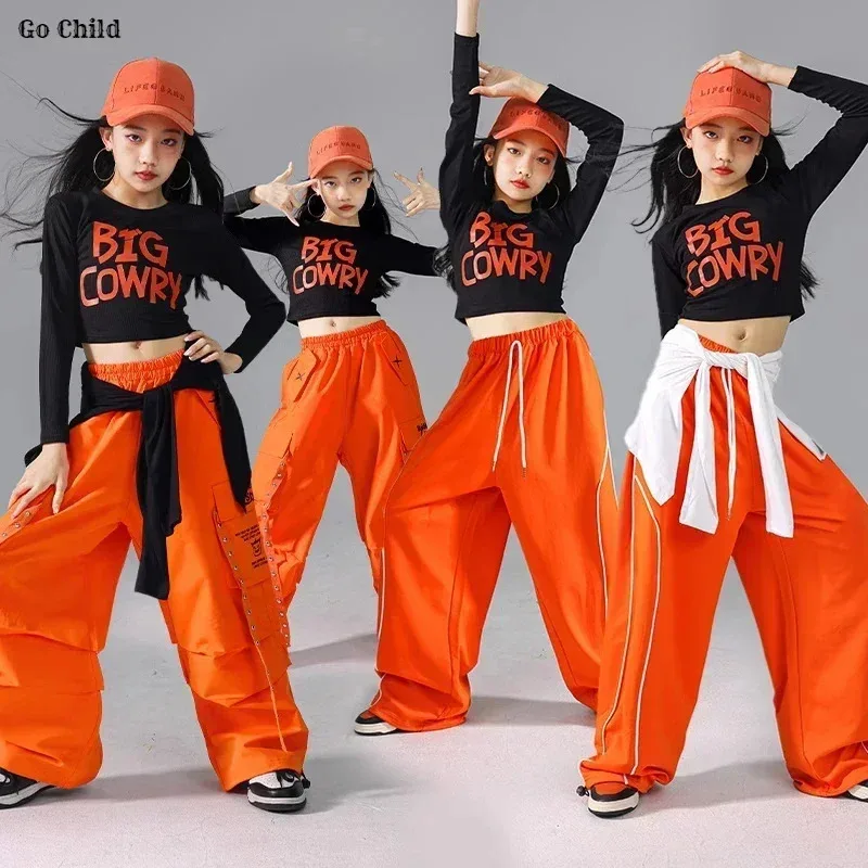 الفتيات الهيب هوب المحاصيل الأعلى السراويل البضائع الملونة الأطفال ازياء الاطفال الشارع الشهير الجاز K-pop شارع الرقص فتاة مجموعة الملابس مجموعات