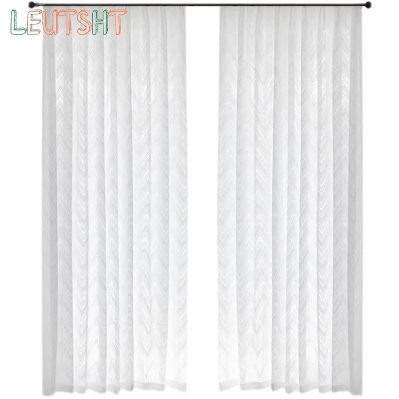 Nordic Curtains for Living Dining Room Bedroom Ins Wind White Tulle  French Window  Curtains for Kitchen  Custom Curtains