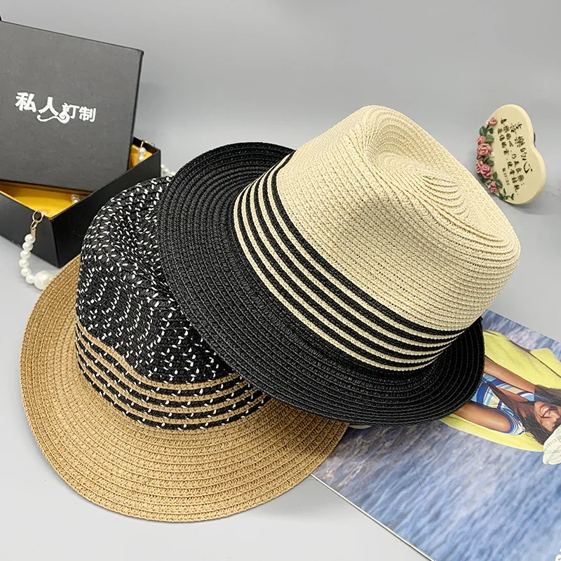 2021 New Parent-child Adjustable Short Brim In Stock Sunshade Summer Straw Hat Billycock Beach Hat