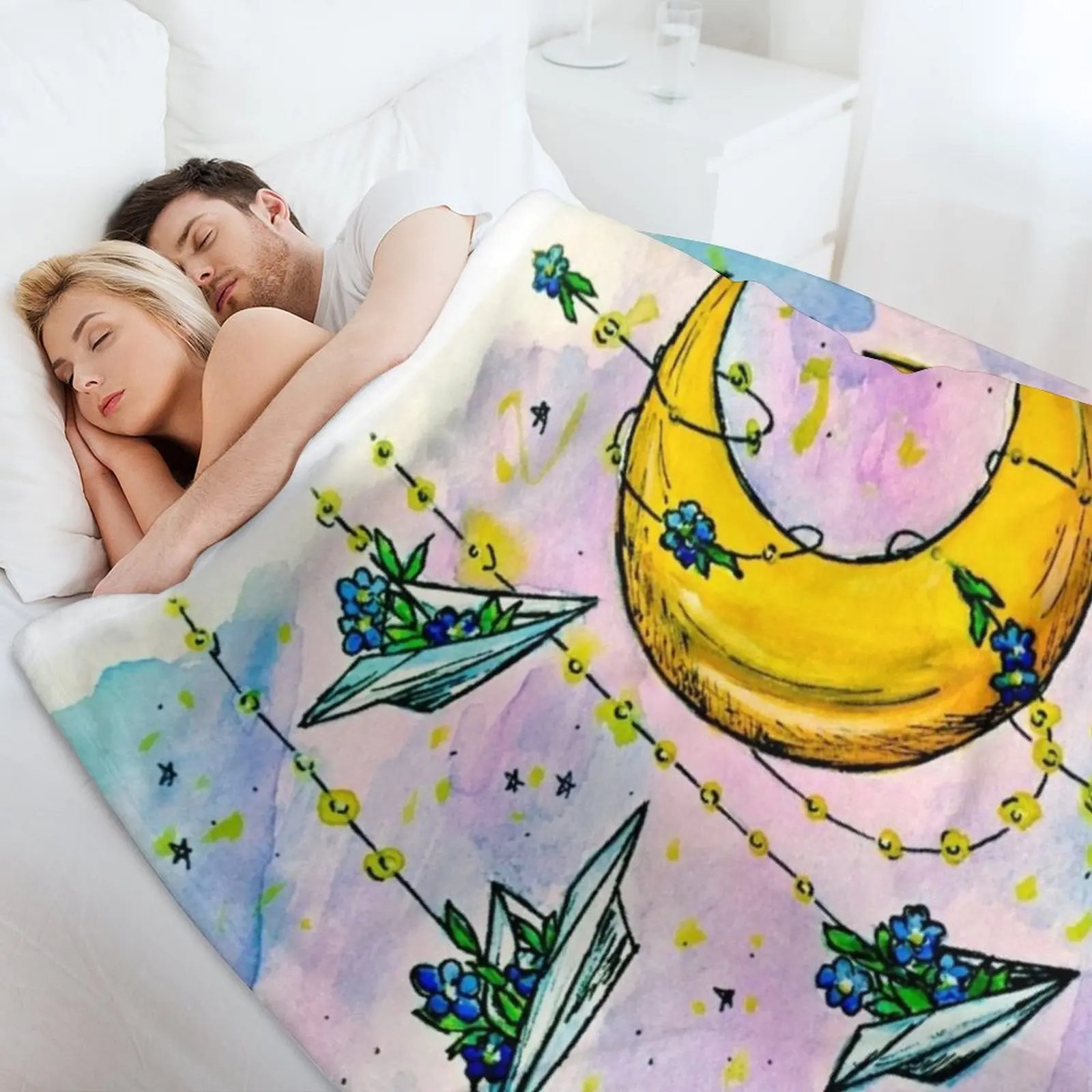 Little Miss Why So Paper Planes & Forget-Me-Nots مستوحاة من بطانية رمي الشيطان المذهلة بطانيات فردية فضفاضة