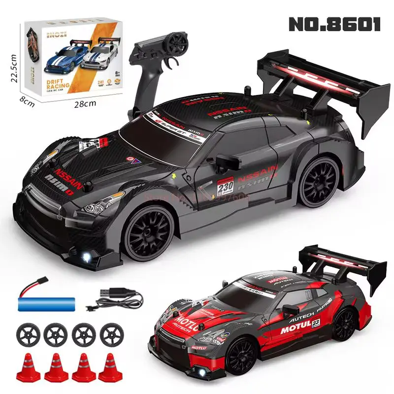 1:24 New Rc Drift Car 4wd High Speed Remote Control Car Rubber & Drift Two Types Of Tires Simulated Racing Cars For Children