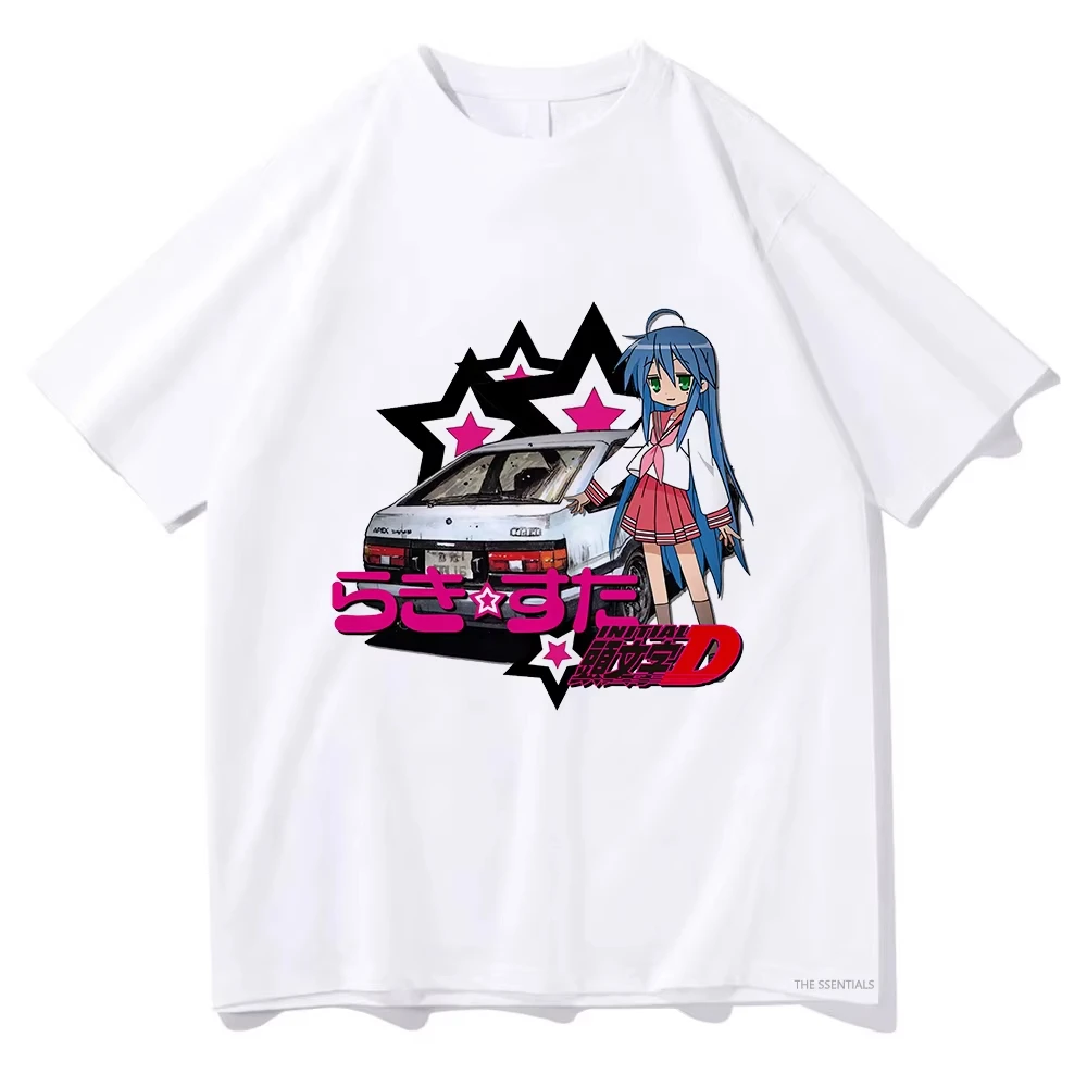

Anime Lucky Star Graphic Print Autumn Pure Cotton Men's and Women's T-shirt Short Sleeve Street Fashion Trend Clothing