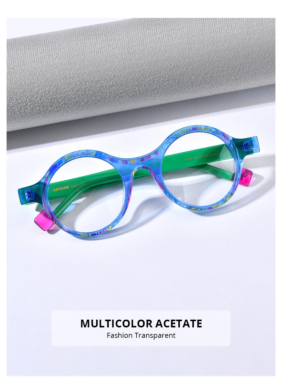 HEPIDEM Acetat Brille Rahmen Frauen übergroße große runde Brille japanische handgemachte Brille dicke transparente Brille 9351 – Detail 1