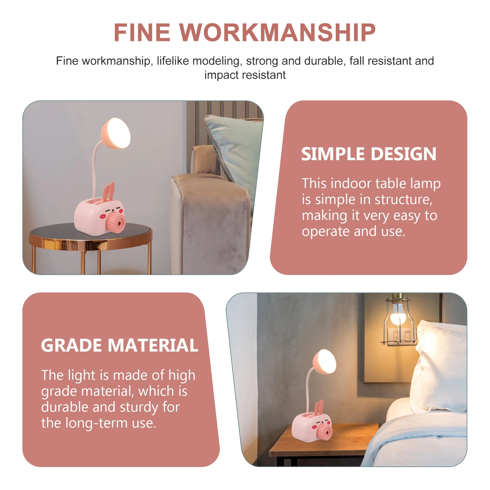 

1pc Cute Bunny Night Sturdy Plastic Table For Home Warm Light Storage Box Decorative Desktop Lamp Adorable Bedside Light