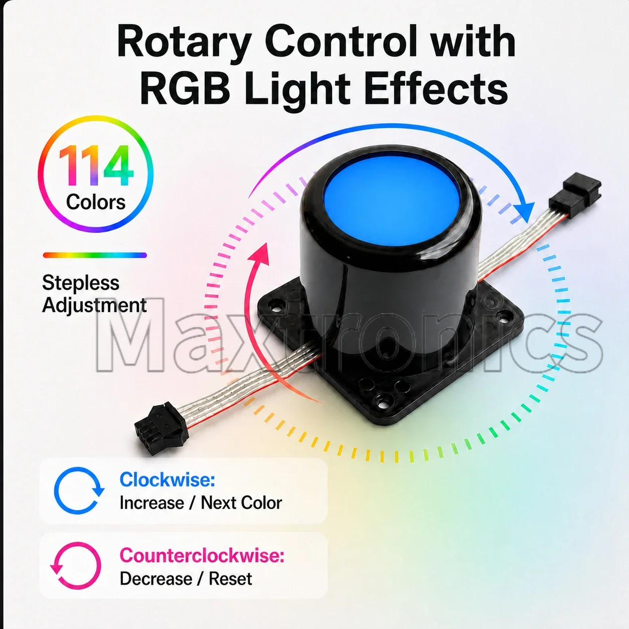 NEW DC12V WS2815 4PIN RGB LED Rotary Knob Light TTL (WS2812/SK6812/1903) Programmable for Indoor Text Scrolling, Video Playback