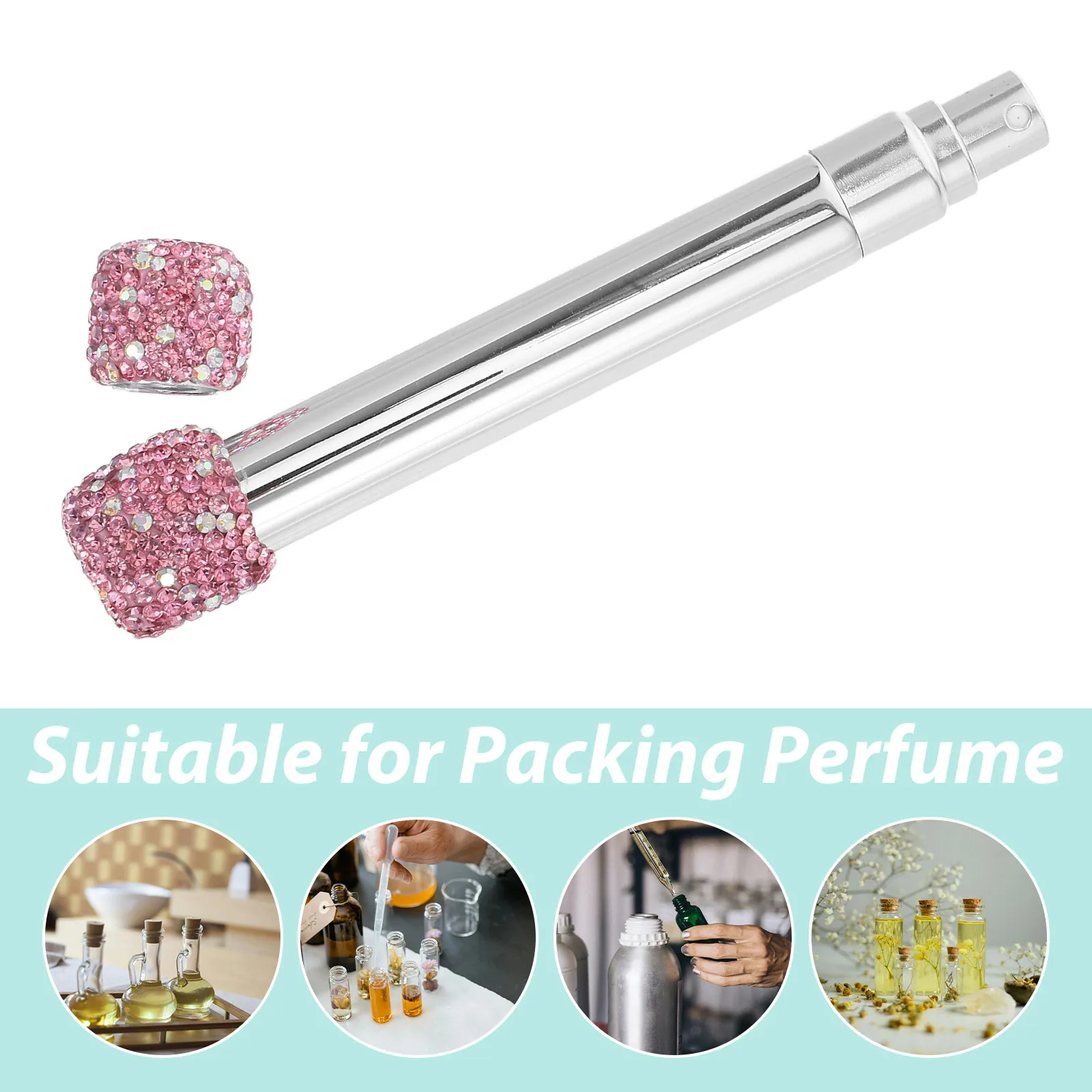 Diamond Embedded Perfume Refill Bottle Rhinestone 10Ml Vacuum Press Leakproof Mini Travel Atomizer Portable Spray Holder