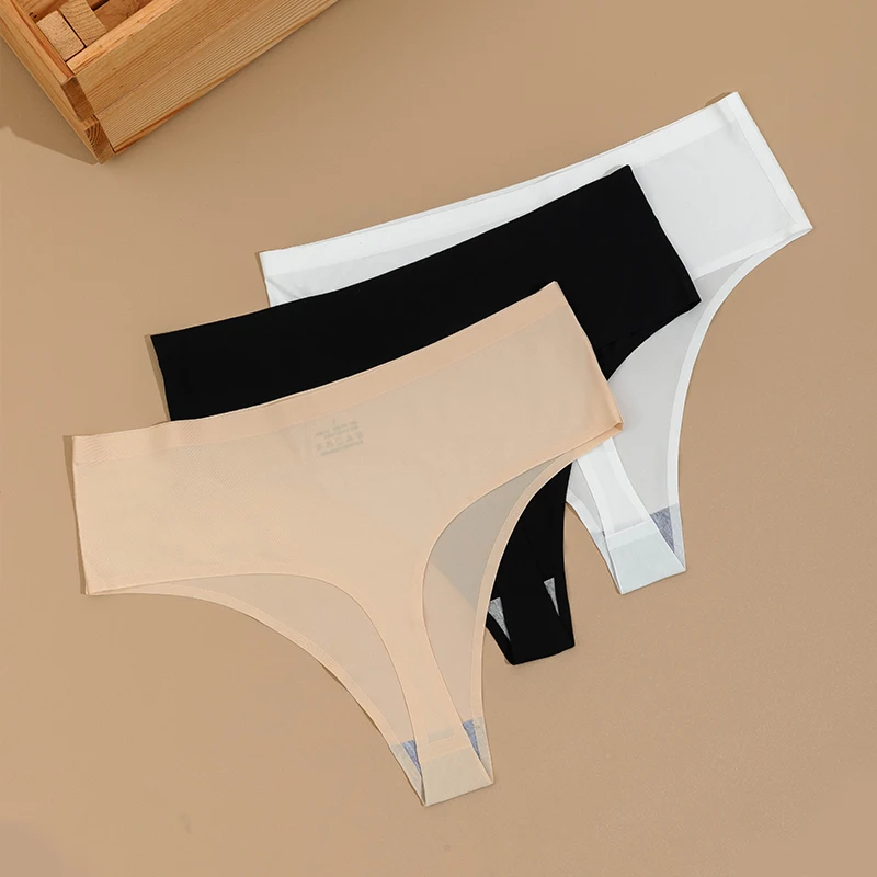 

5 шт., сексуальные женские трусики, спортивные женские трусы, стринги со средней высокой талией, модные бесшовные трусы из ледяного шелка, нижнее белье танга