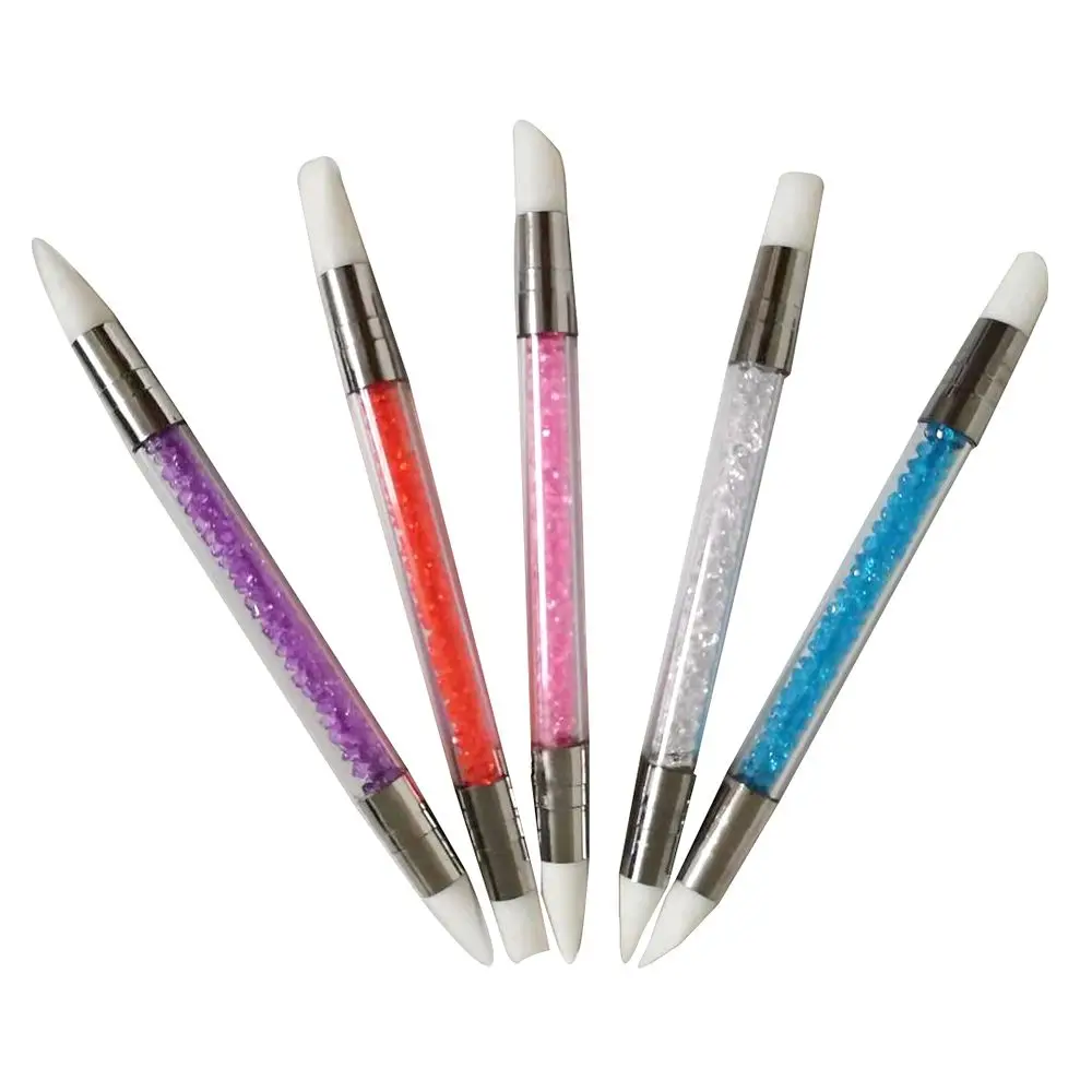 Hoofden Nail Art Pen Manicure Accessoires Nagelvormgeven Gereedschap Emboss Carving Pen Schilderijborstels Sculptuur Pen Siliconen nagelborstel