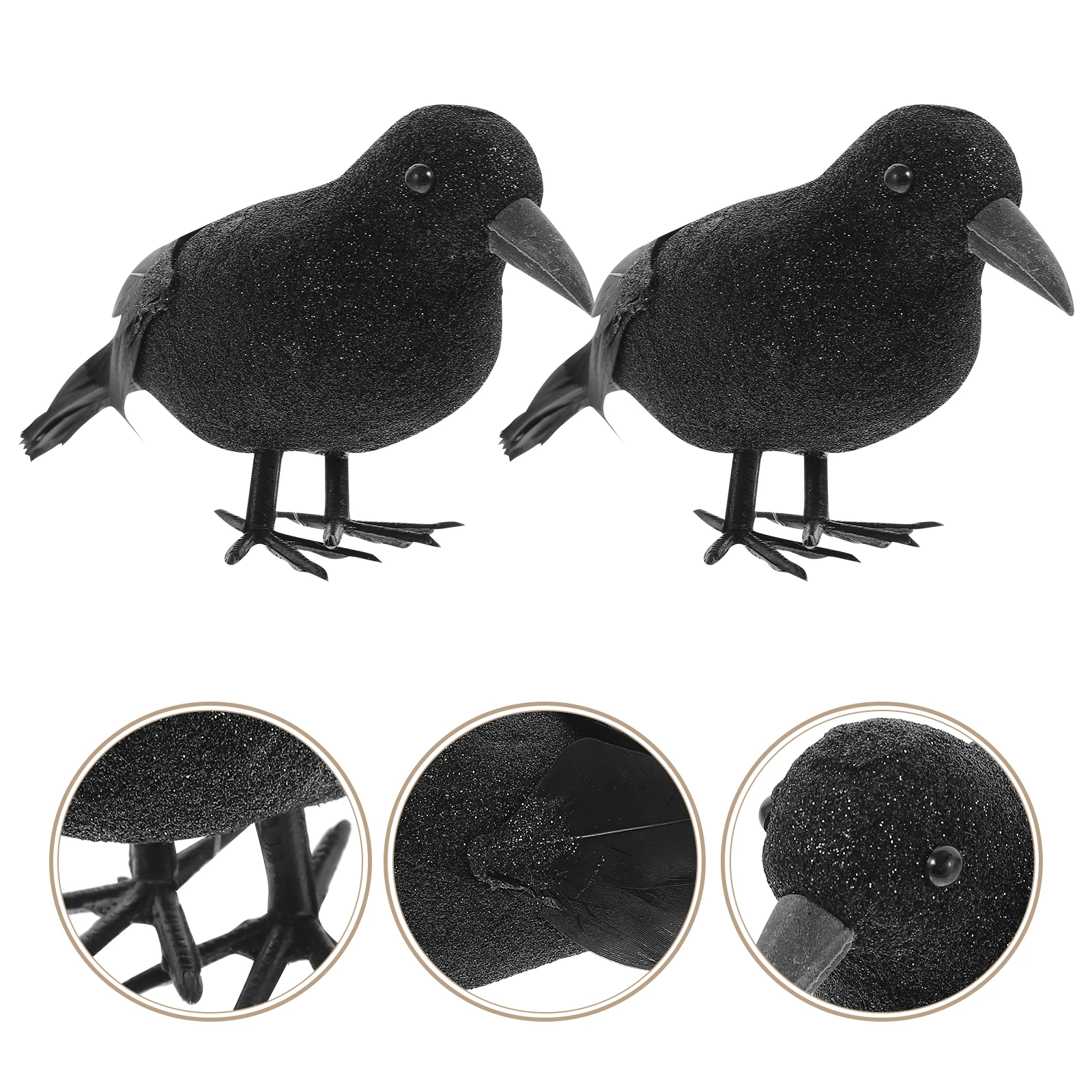

2pcs Halloween Decor Simulation Small Foams Modeling For Haunted House Party Prank Props Fake Crow Plume Ornament Terrifying