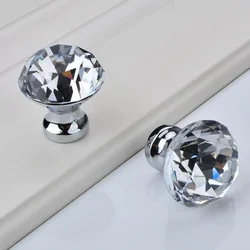 20-40mm Diamond Shape Design Colorful Crystal Glass Knobs Cupboard Drawer Pull Door Kitchen Cabinet Wardrobe Handles Hardware