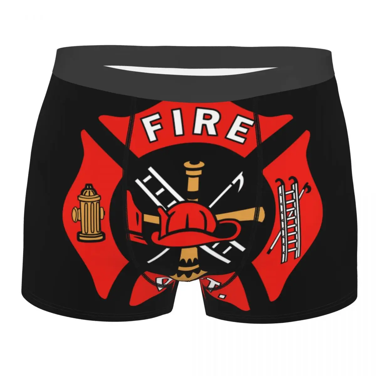 Custom Cool Firefighter Department Logo Boxers Shorts Panties Male Underpants Comfortable Fireman Fire Rescue Briefs Underwear