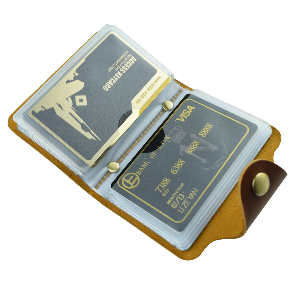 حافظة بطاقات عمل جلدية مع جيوب متعددة للبطاقات - حامل بطاقة الائتمان، منظم بطاقة الاسم #1