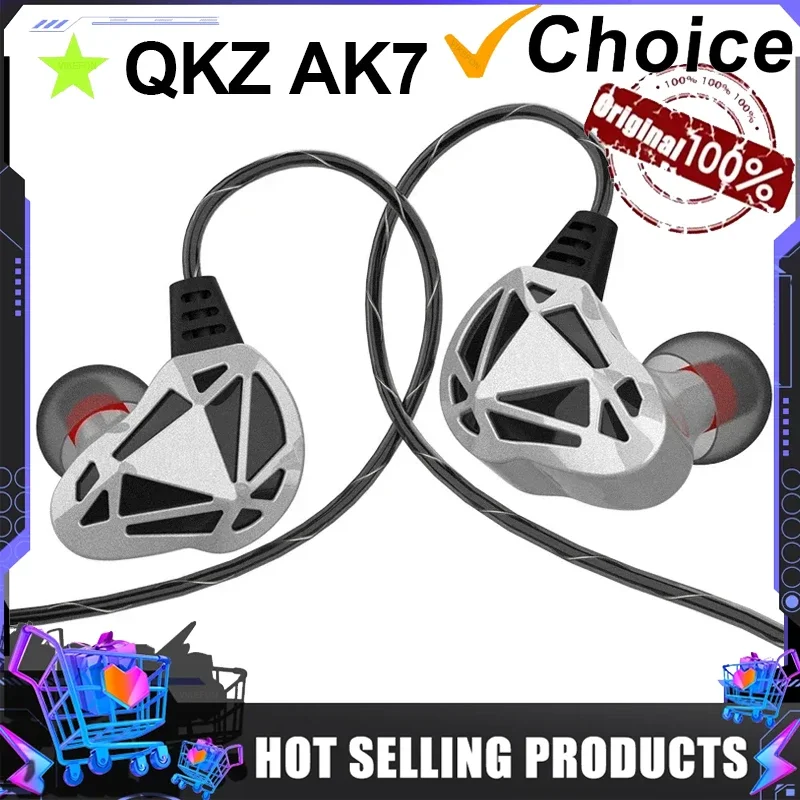 

QKZ AK7 HiFi Headset with Mic Bass Stereo Wired Earphones Copper Driver Dynamic Music Monitor Headphones In-Ear Noise-cancelling