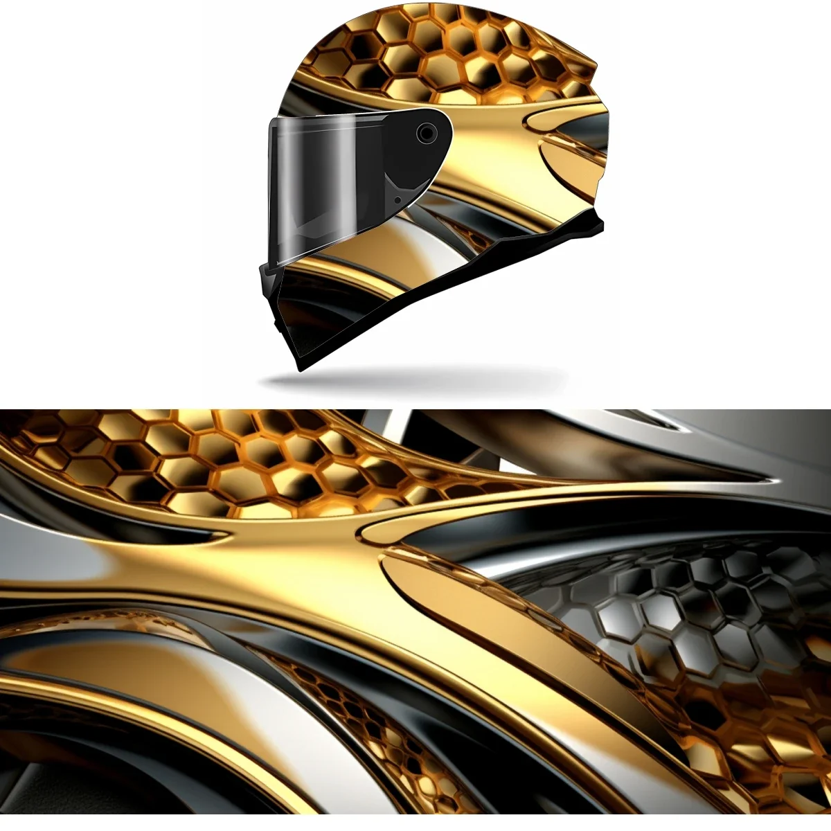 

Metallic and Gold Abstract Full Helmet Wrap Sticker Motorcycle Helmet Racing Graphic Decal Vinyl Wrap Helmet Decor Sticker