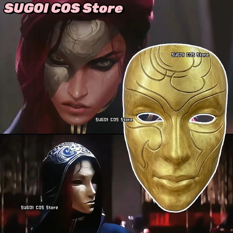 

Katarina Retro Dark Gold Classical Pattern 3D Polylactic Acid Mask Props Accessories 코스프레 Halloween Party Cosplay Anime Game Lol