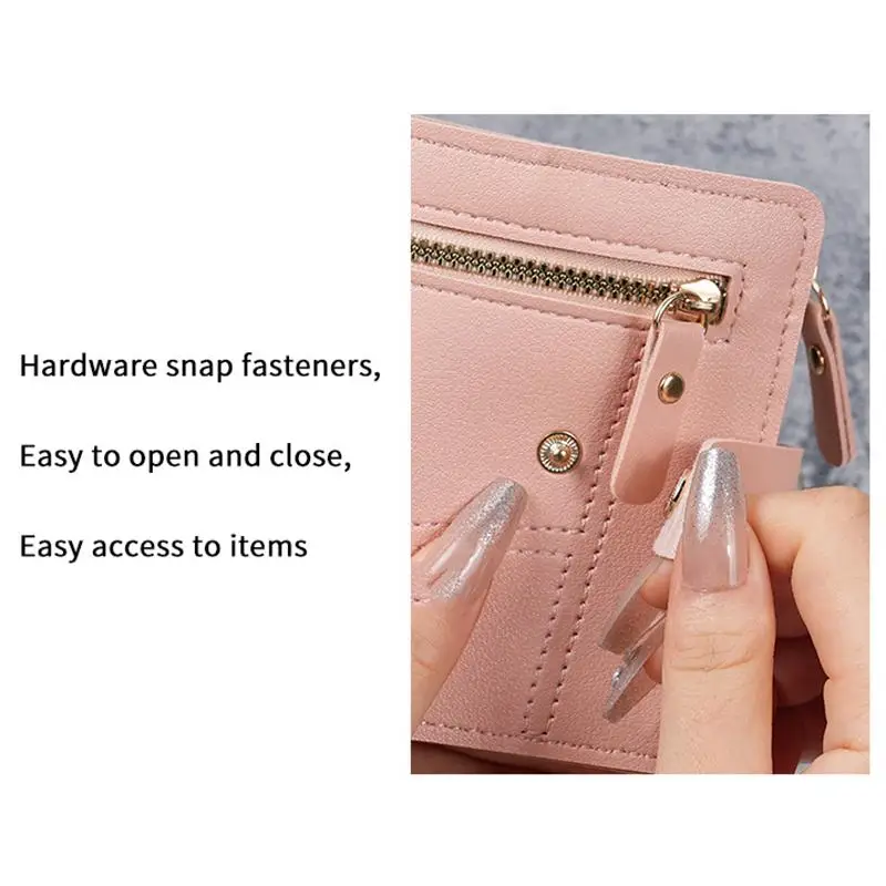 Schlanke Damen-Geldbörse aus PU-Leder mit Reißverschluss-Münzfach und mehreren Kartenfächern, perfekt für den täglichen Gebrauch, Outdoor-Einkäufe und Reisen. – Detail 12