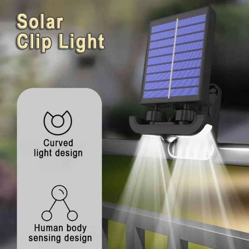 

LED Solar Portable Clip-on Light Outdoor Warm Lamp with Motion Sensor Waterproof for Garage Camping Backyard Garden