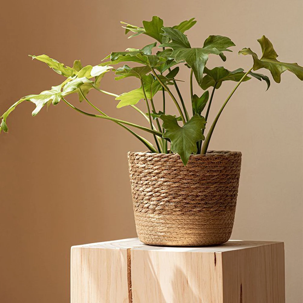 1/3pcs Natural Seagrass Woven Flower Pots Fashion Rattan Woven Flower Basket Multi-Purpose Resuable Storage Baskets,for Garden