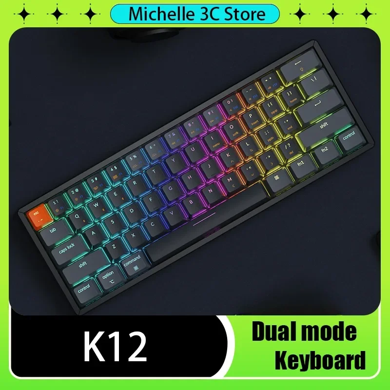 

K12 Wireless Mechanical Keyboard 60% Dual-mode Bluetooth 61 Keys Fit To Plug and Unplug Notebook Office Tablet Mechanic Axis