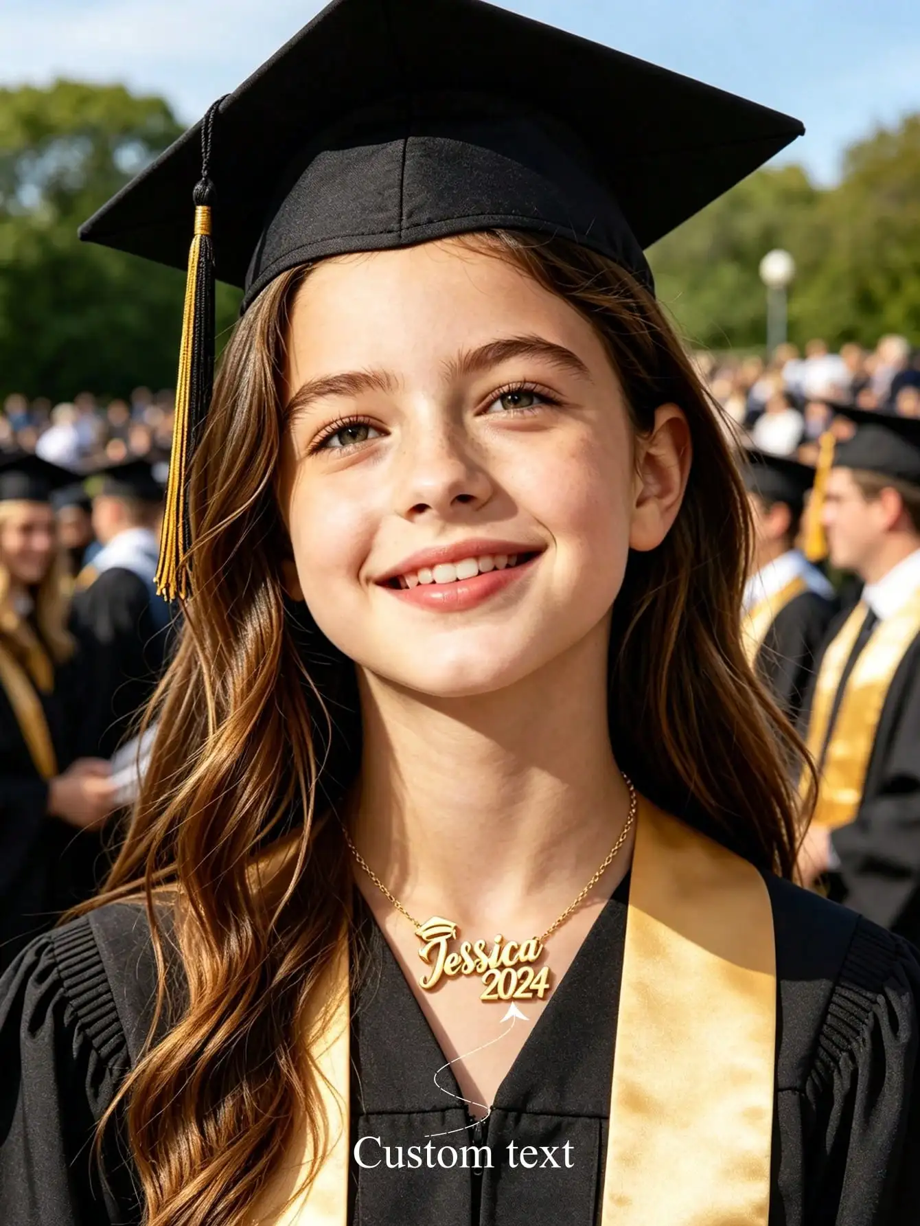 DOREMI Custom Graduation Name Necklace Stainless Steel Long Lasting PVD Plated Multiple Font Unique Memorial Best Gift Necklace