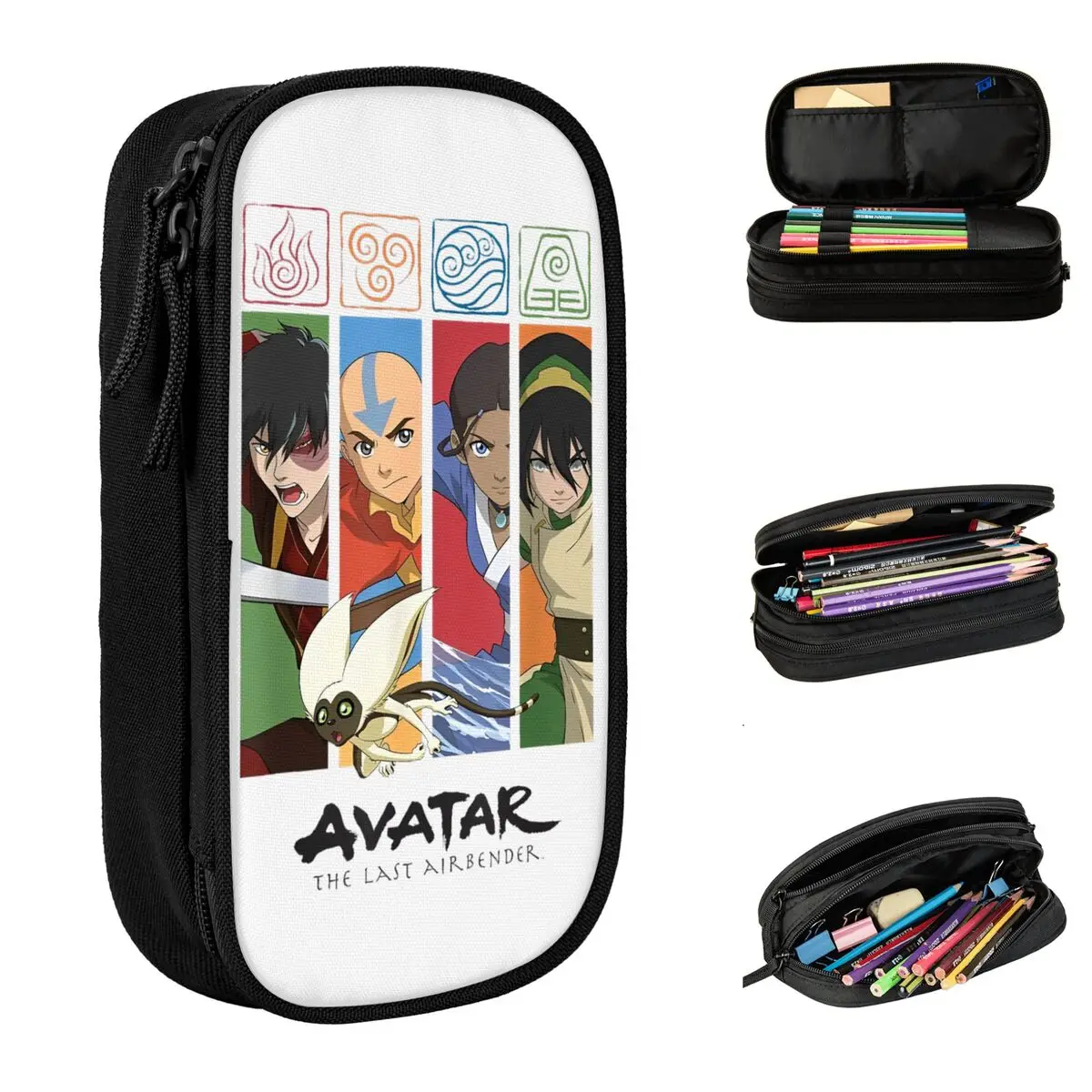 The Last Airbender Four Elements Pencil Case New Anime Pen Box Bag Girls Boys Big Capacity Office Gifts Pencilcases
