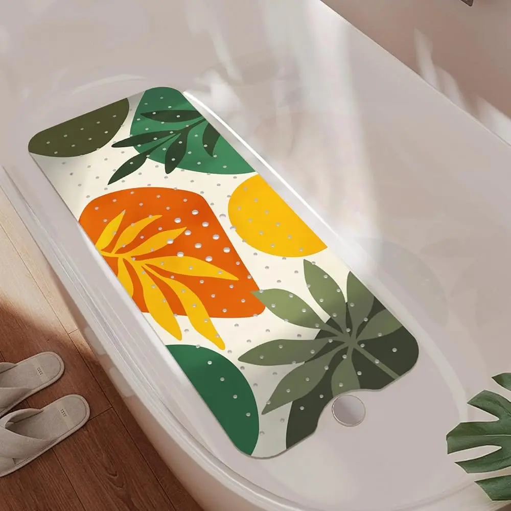 

Non Slip Bathtub Mat, Bohemia Bath Mat for Tub, Extra Long Bathtub Mat Shower Mat with Suction Cups and Drain Holes for Elder