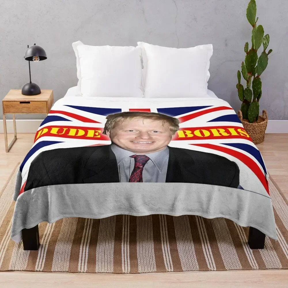

DUDE BORIS UK Prime Minister Boris Johnson Throw Blanket Stylish Couch Blanket for Home Living Room