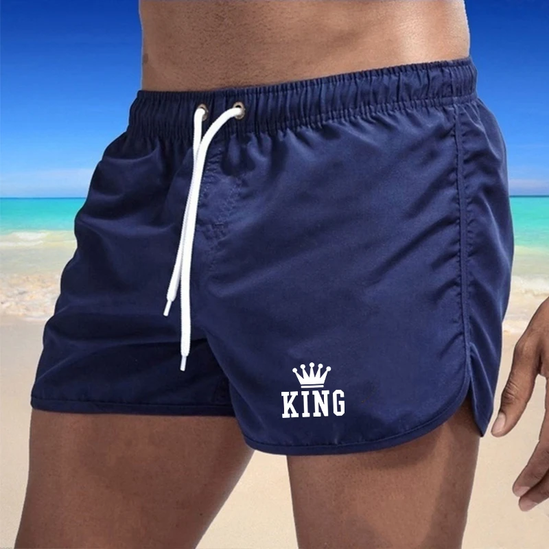 Men\'s Beach Shorts Surfing Swimwear Quick Dry Beachwear 2024 Breathable Swimming Trunks Pockets Summer Male Sports Clothing