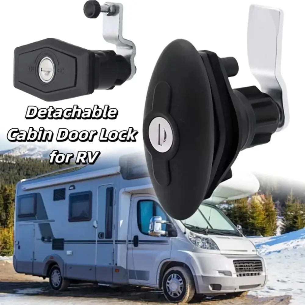 T-Handle Lock RV Cabinet Door Lock Ellipse Model With 2 Keys Caravan Furniture Locks Black Color Compression Seal
