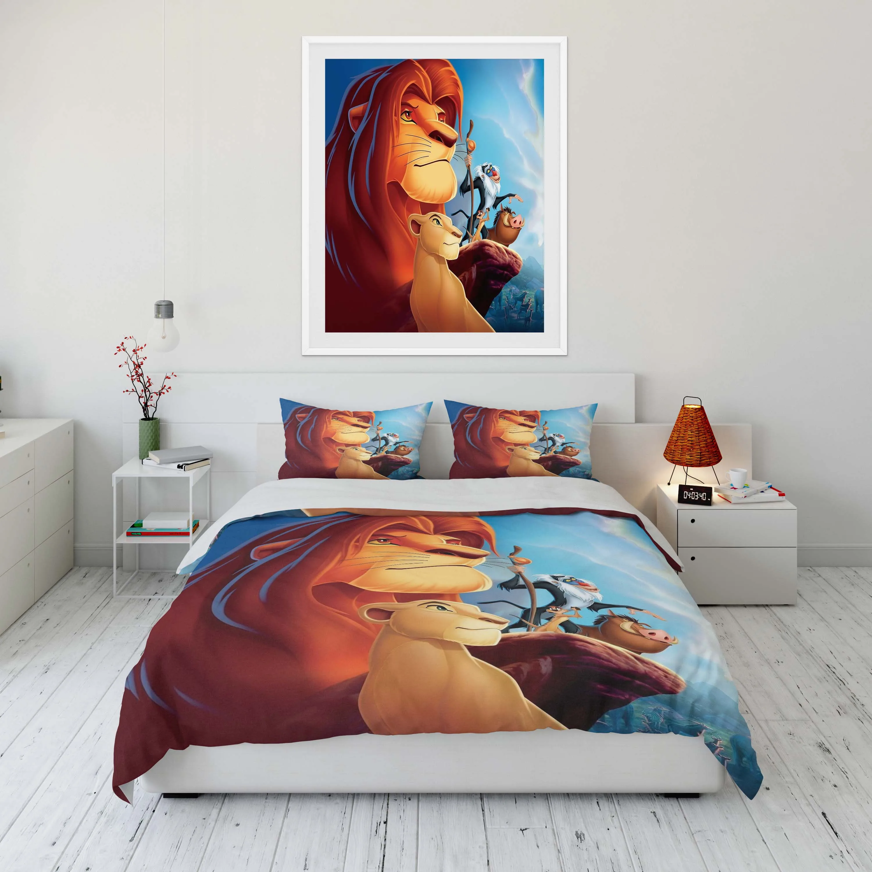 

Classic Disney Lion King Printed Bedding Set Cartoon Anime Duvet Cover Comforter Pillowcase Boys Girls Children Adults King Gift