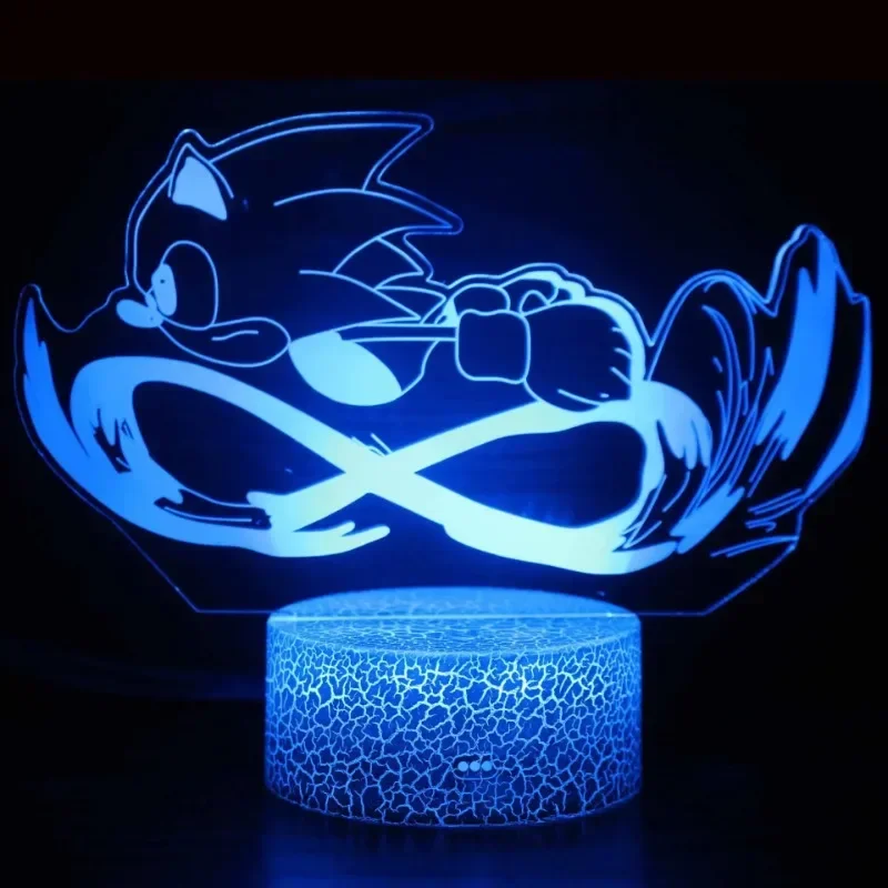 Cartoon Anime Sonics 3D Anime Night Lamp LED Illusion Lamp 16 Colors Decorative Table Lamps Creative Birthday Christmas Gifts