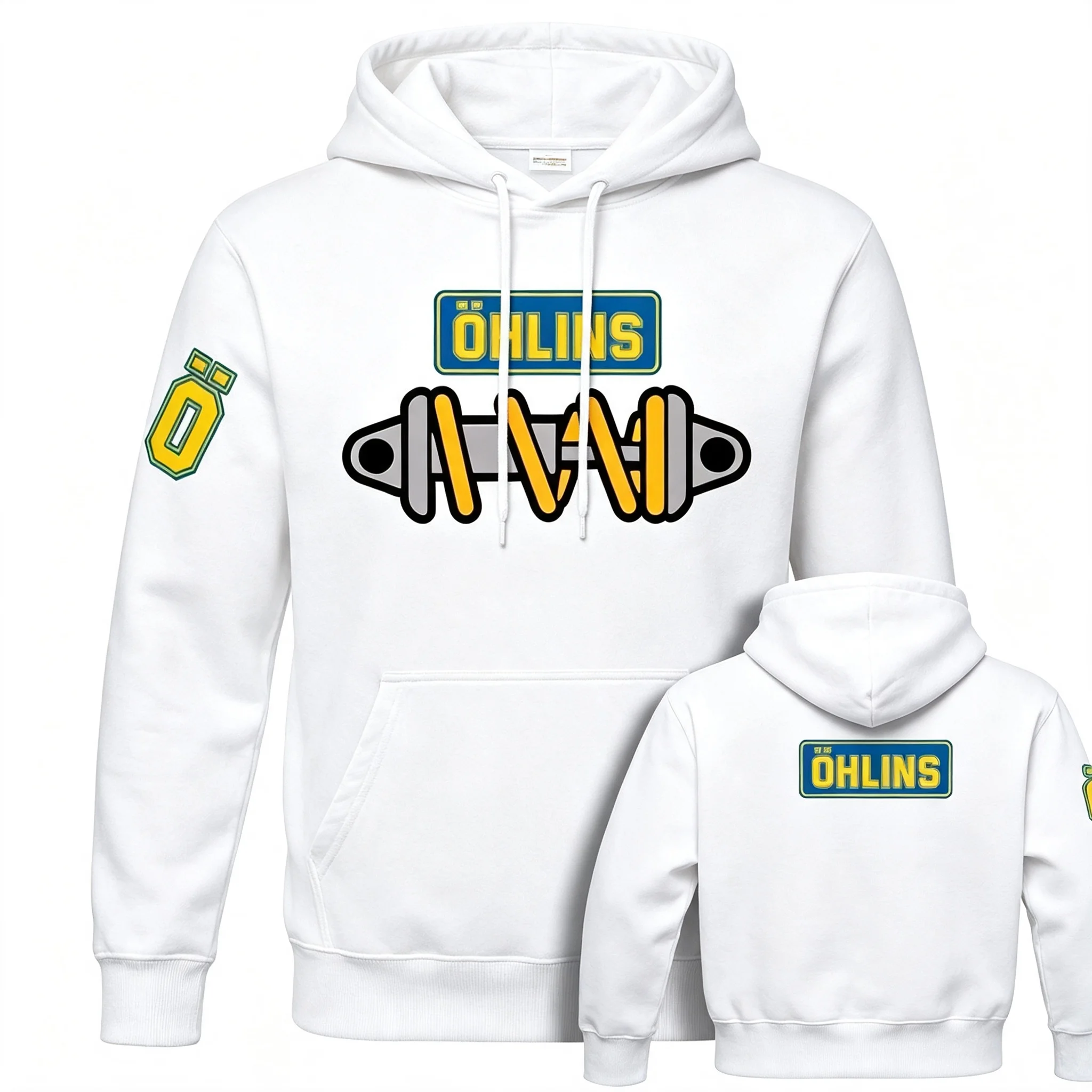 New Men Autumn Loose Hoodie, Car Motorcycle Racing Sports Sweatshirt, Casual Color Block Hanging Theme Print Hooded Pullover