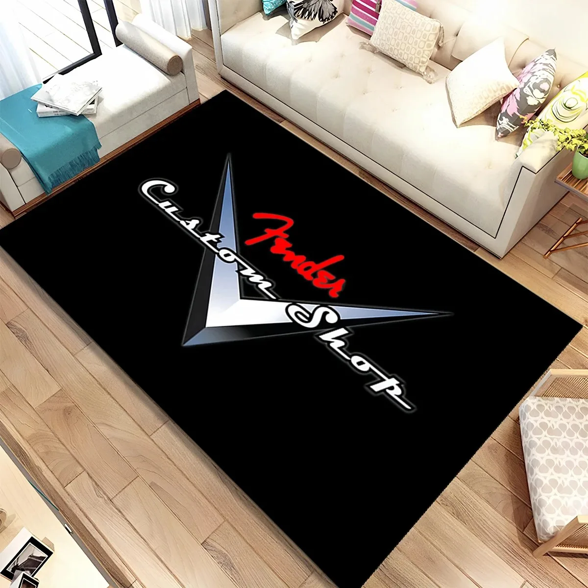 3D Guitar Bass Instrument Fender Music Sign Carpet Rug for Living Room Bedroom Home Sofa Decoration Kids Non-slip Floor Mat