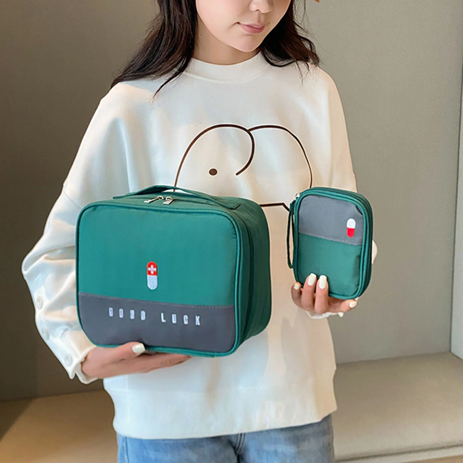 2pc Travel Storage Bag, Portable Small Item Storage Box, Medicine Storage Bag, Zippered Small Item Storage