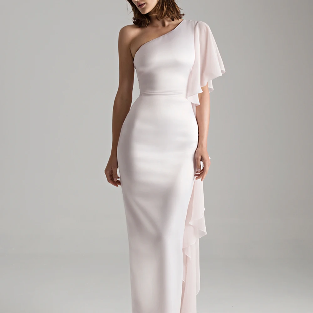フリル付きイブニングドレス,裸の肩,高品質のジャージー,カスタムサイズ,床の長さ,気質