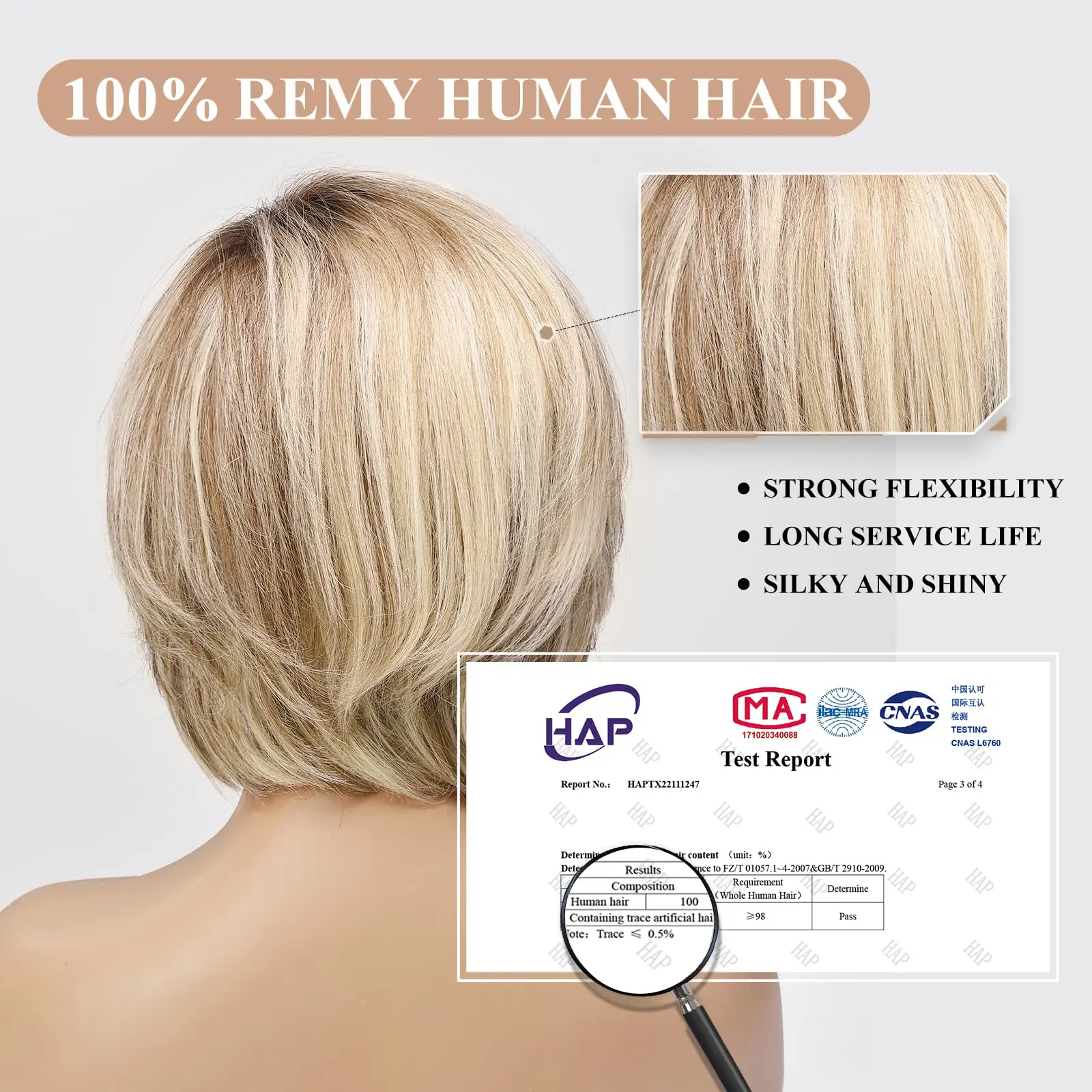 Short Straight Blonde Brown Lace Front Human Hair Wigs with Bangs for Women 100% Remy Human Hairs Bob Natural Wavy Layered Wigs image 4