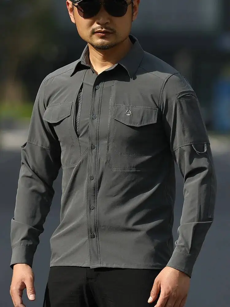 

Outdoor Hiking Tactical Spring Autumn Quick Dry Elastic Long Sleeve Shirt Business Casual Sports Military Combat Uniform