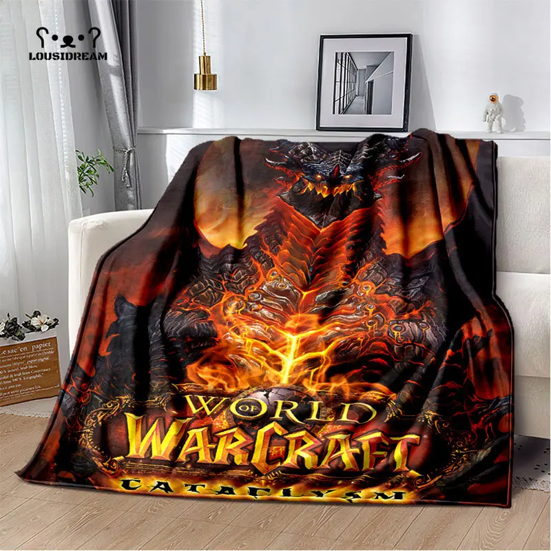 World Of Warcraft Burning Beautiful Printed sofa bed cover soft and hairy blanket plaid Soft Warm Flannel Throw Blankets Fans