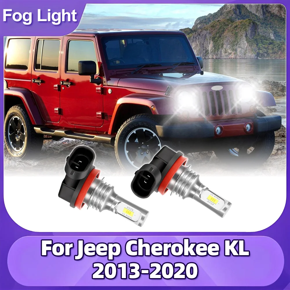 

H11 LED Fog Light Bulb 2PCS 12V 6000K 3570 CSP Chips Auto Car Fog Lamp Canbus no Error For Jeep Cherokee KL 2013-2020