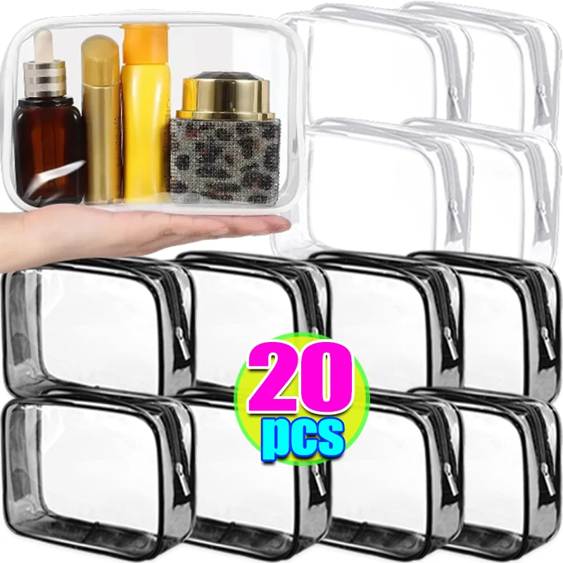 

1/20pcs New Transparent PVC Storage Travel Organizer Clear Makeup Bag Beautician Cosmetic Bag Beauty Case Toiletry Bag Wash Bags