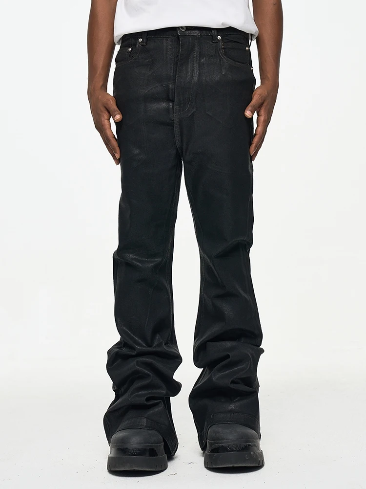 CWHAT High Street RO Sle Loose Fit Heren Jeans Vloerlengte Wax Treaent Micro Uitlopende Broek Casual Jeugd Faion