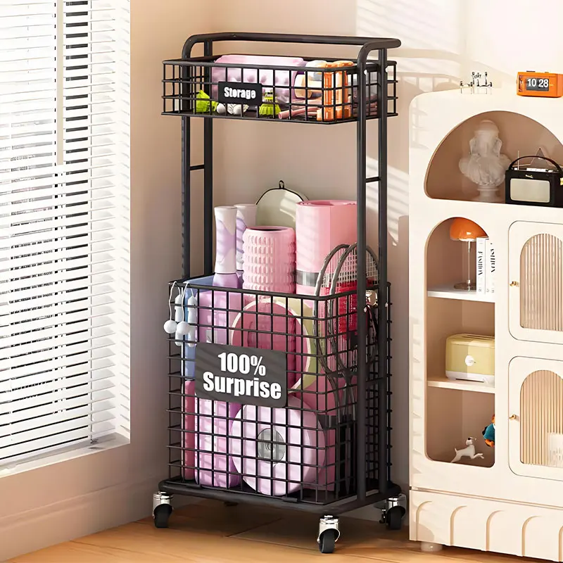 

Металлическая стойка для хранения домашнего спортивного оборудования, ракетка для бадминтона, корзина с колесами, подставка для хранения коврика для йоги, баскетбольная тележка