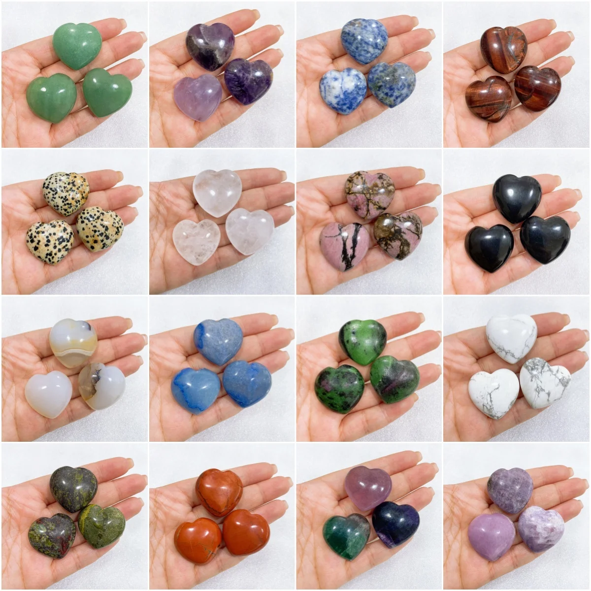 30mm Natural Heart Shape Statue Crystal Stone Reiki Healing Love Ornament Chakra Carving Figurine Home Decor Mineral Gem Gift