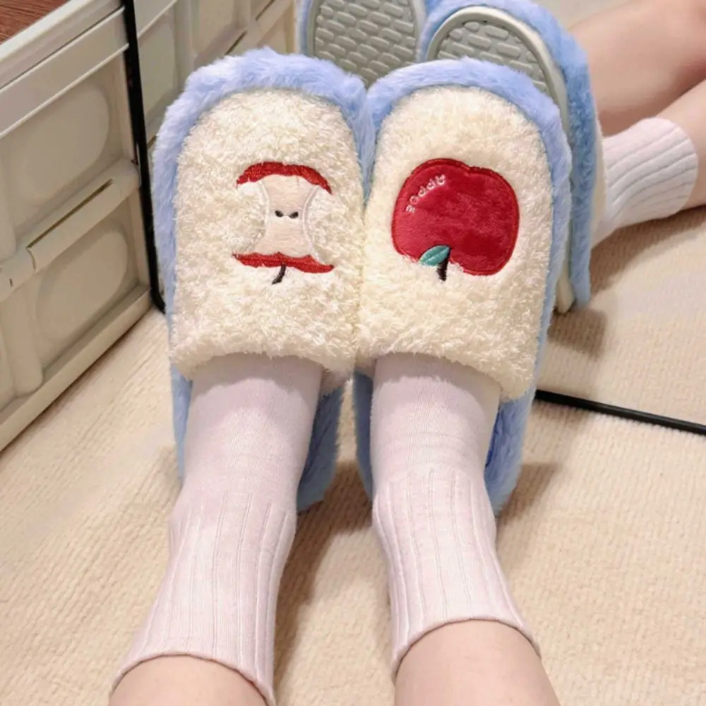 

Fashion Grid Stripe Cute Slippers Thick Sole Non-Slip Winter Slides Women Silent Soft Home Wear Shoes Home