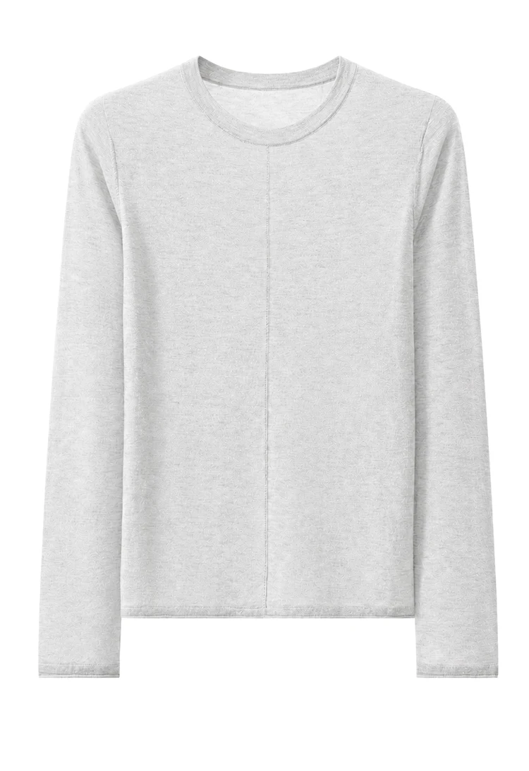 BY3621712 Damen-Pullover mit Rundhalsausschnitt aus Wollmischung mit Lurex-Strick, langen Ärmeln, zentralem Kettenverschluss vorne, schmaler Passform und metallischem Glanz für den frühen Herbst. – Detail 16