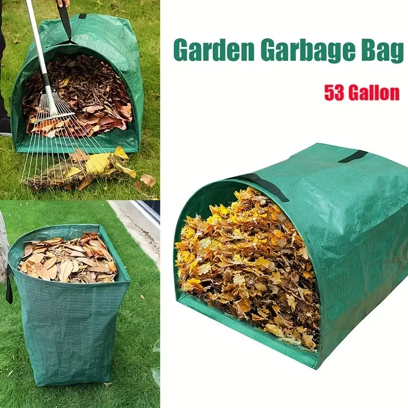 Garden Waste Bag Large Capacity for Yard Leaf and Debris Collection Green Leaf Leaves Garbage Bags