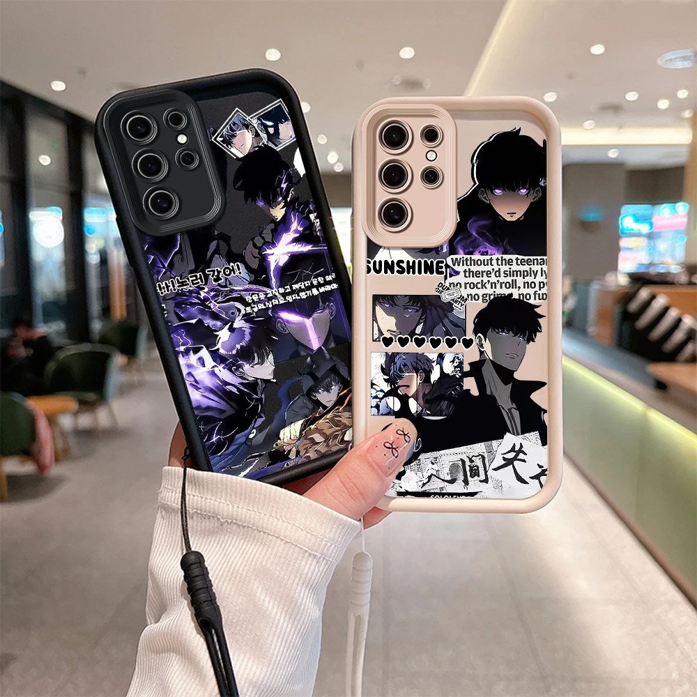 Anime Solo Leveling Phone Case for Huawei P20 P30 P40 P50 Mate 20 30 40 Pro Nova 7 9 10 SE Soft TPU Back Cover With Hand Strap