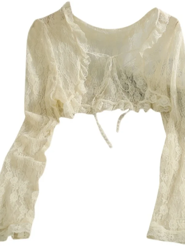 Pure Desire Lace irt ort Sle Women's Summer New Model with ter Dr Outer Covering Coat oulder ort Outerwear